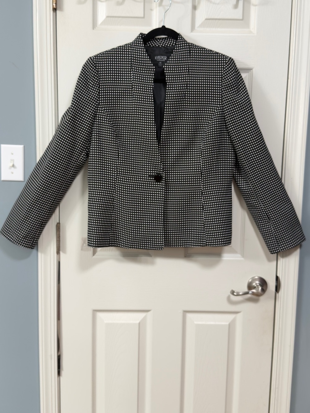 Kasper Black & White Polka Dot Blazer Jacket Size 10, Business Casual Office